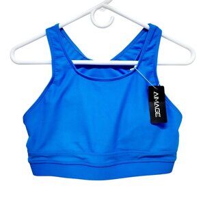 Womens Bright Blue Racerback Sports Bra Size  M Aimage Stretch  Supportive Fit